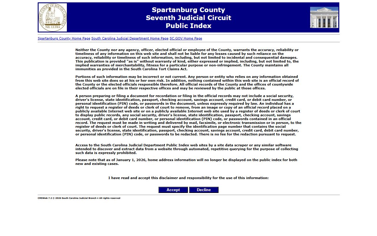 Spartanburg County court records public index after arrest